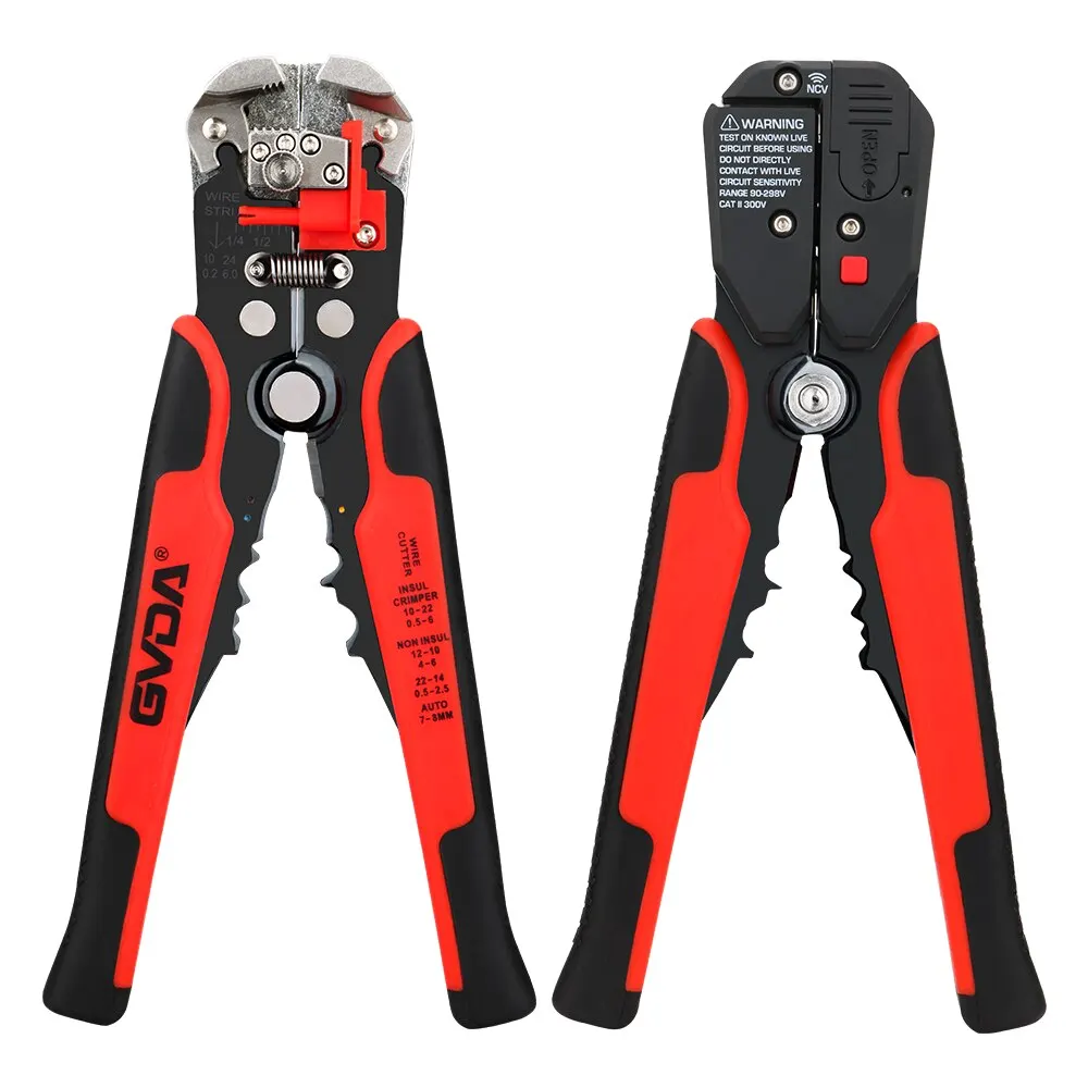 GVDA 4 in 1 Automatic Wire Stripper Crimper Cable Cutter Multifunctional Stripping Crimping Pliers Non Contact Voltage Detector