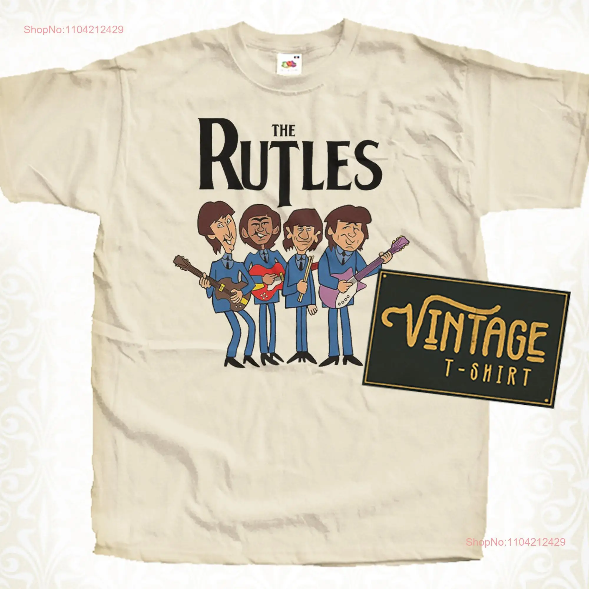 The Rutles V2 T Shirt Vintage Natural color Men's DTG Digital Print SIZES S M L XL 2XL 3XL 4XL 5XL long or short sleeves