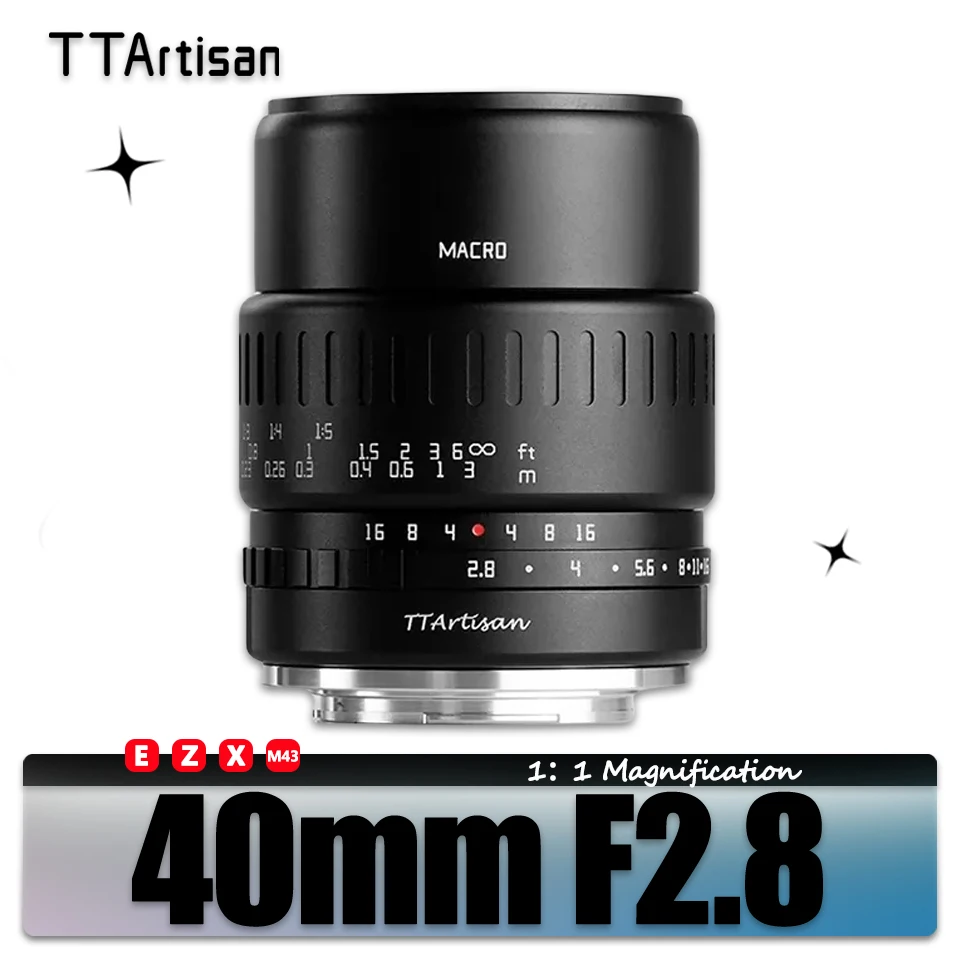 

TTArtisan 40mm F2.8 APS-C Macro Camera Lens for Insects Jewelry Portrait Still-life Compatible with Fuji XT30 Sony A7RIII Z M43