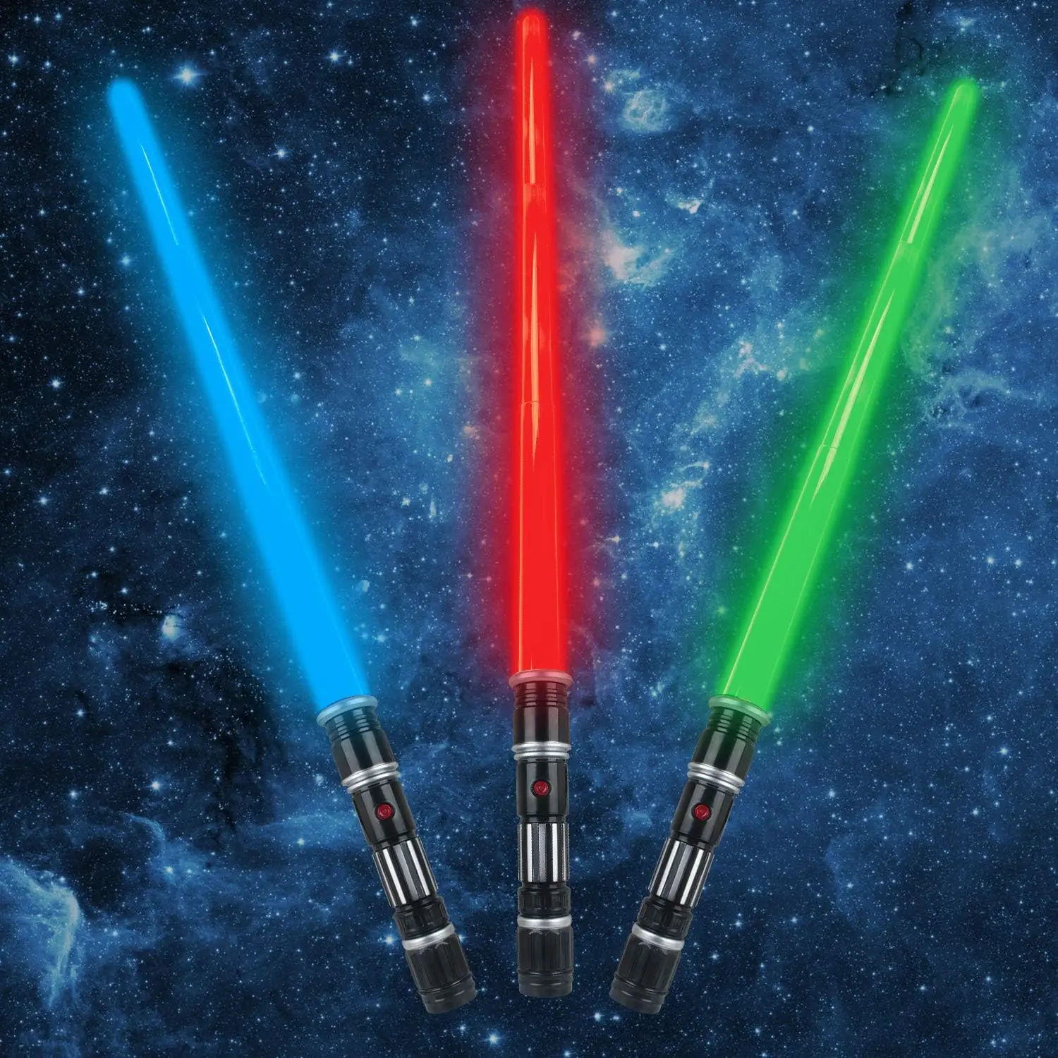

3 pack 3 colors Light Up Swords Saber with FX Sound(Motion Sensitive) and Realistic Handle for Kid, Expandable Light Toy