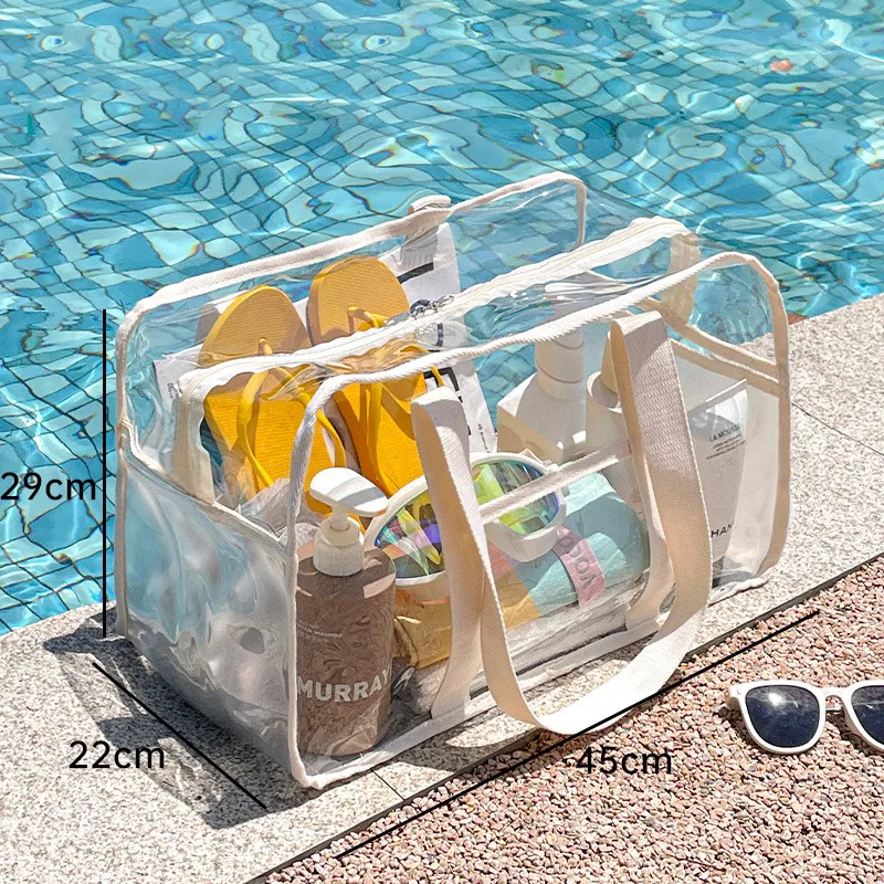 Transparent Storage Bag Large Capacity Makeup Bag Handbag Portable Waterproof Storage For Clothes Beach Organizer Travel Bags