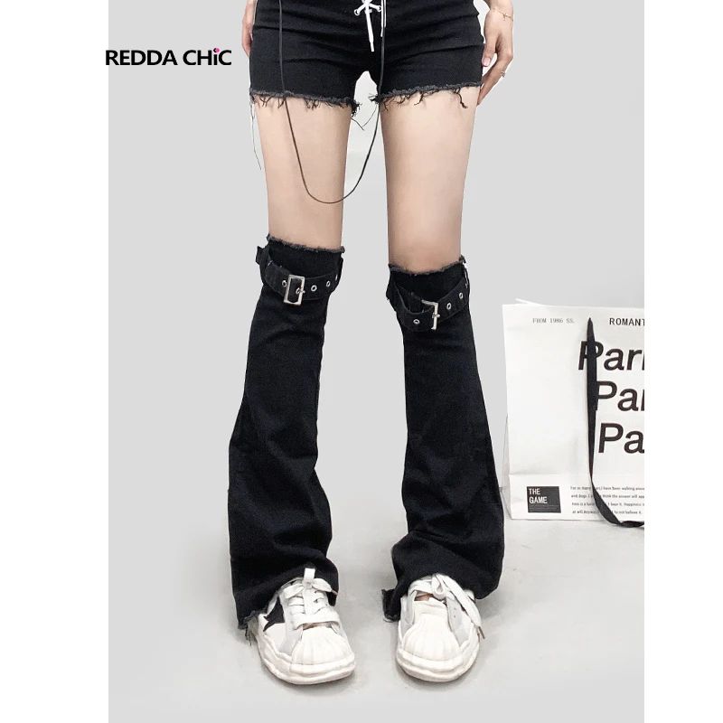 Y2K Hot Girl Black Washed Denim Leg Warmer Women\'s Mop Pile Style Pants Over The Knee Boots Tube Socks Tide High Socks