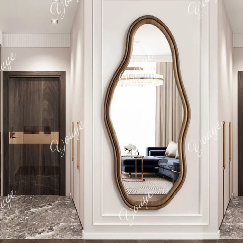 G-SX Full-length Mirror Wall-mounted Irregular Light Luxury Floor-to-ceiling Mirror Special-shaped Home Wall-mounted Fitting Mir