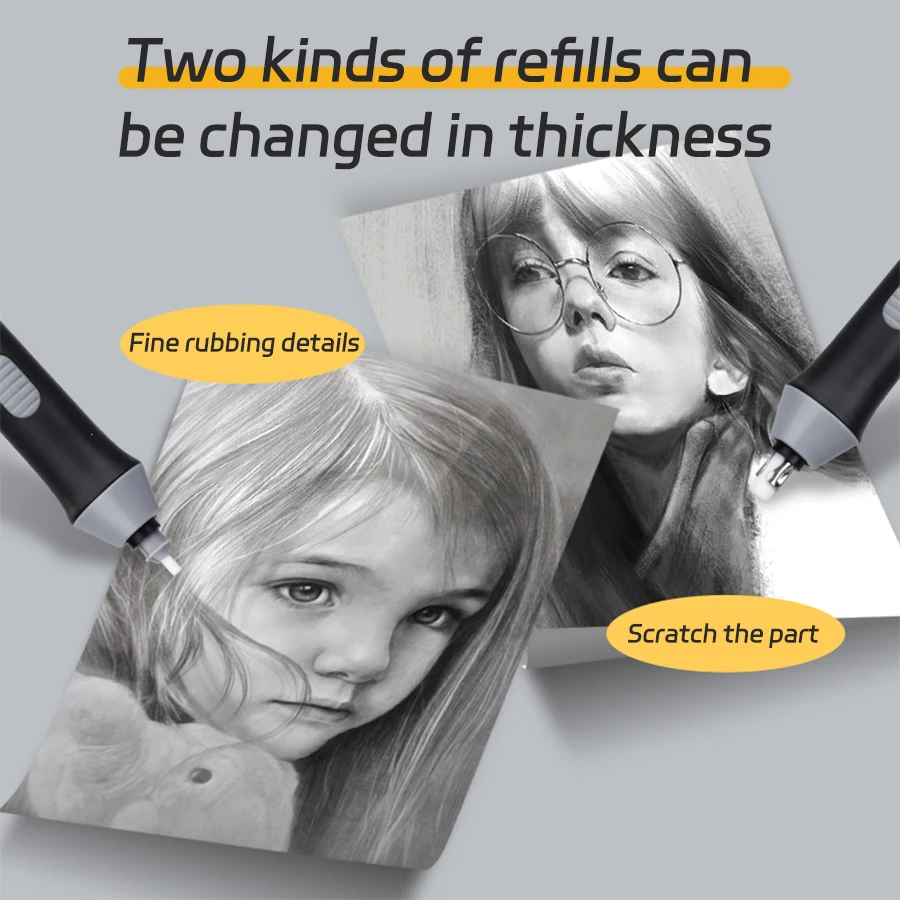 Electric Art Eraser com Refill, Esboço Lápis, Multi-Function, Correção de Escrita, Papelaria Escolar, Material de Escritório