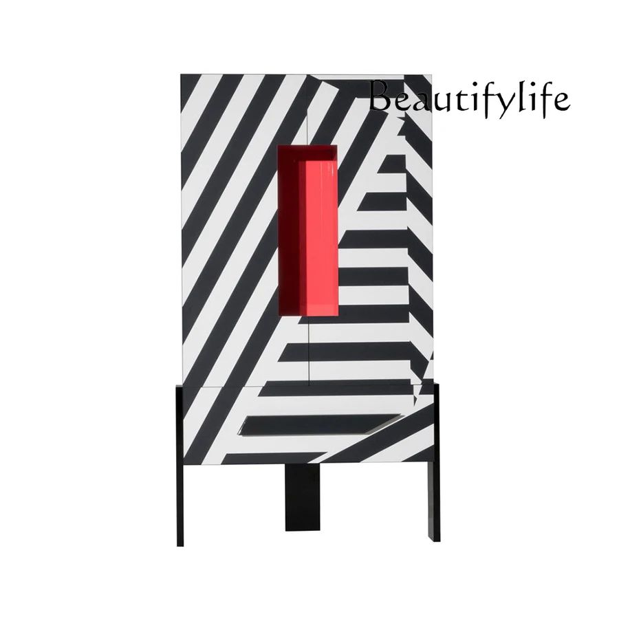 Nordic Minimalism Creative Dining Room Cabinet Modern Light Luxury Living Room High-End Zebra Pattern Showcase