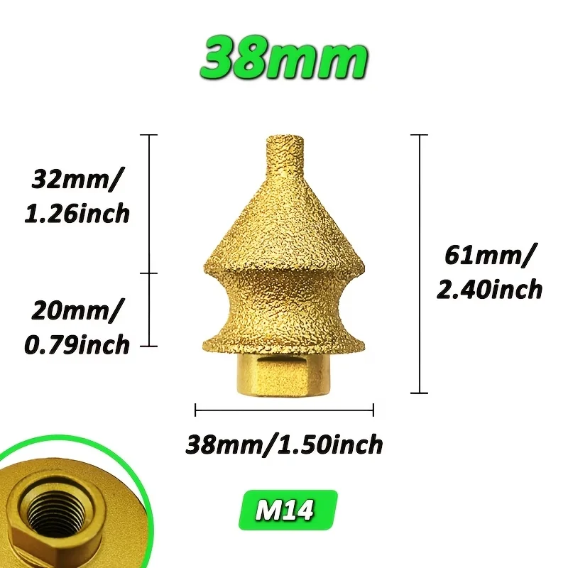 2-in-1 Diamond Core Drill Bit, M14 Threaded Chamfer & Polishing Tool, for Tile, Marble, Quartz, Glass & Countertops, Works