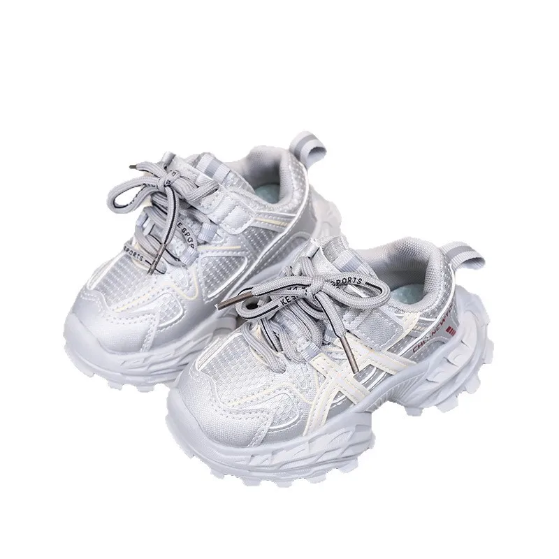 2026 Children Sport Shoes Spring Autumn Kids Sneakers Soft Breathable Mesh Shoes Boys Girls Lace-up Running Shoes Gray, Black - view 5