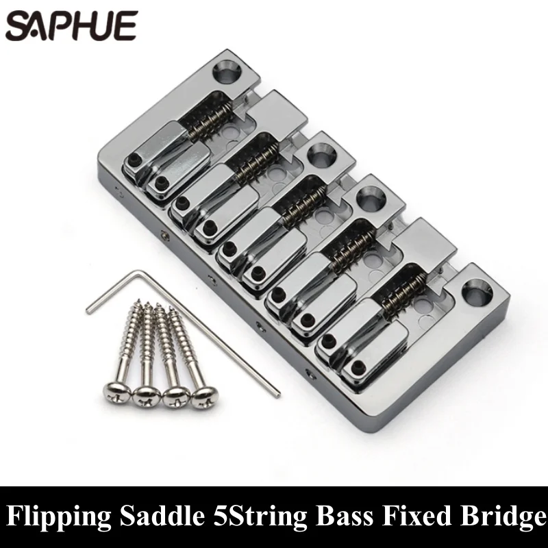 

Flipping Saddle 5 String Bass Bridge 95.5x46MM Body/Bottom Through String Spacing 16.5MM Bass Fixed Bridge Black/Gold/Chrome