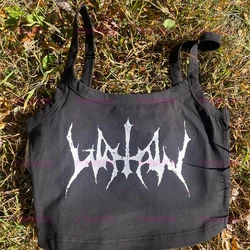 Watain Black Punk Gothic Sweetheart Helvete Rock Tank Tops Harajuku Vinatge Black Metal Death Summer Y2K Club Grunge Streetwear
