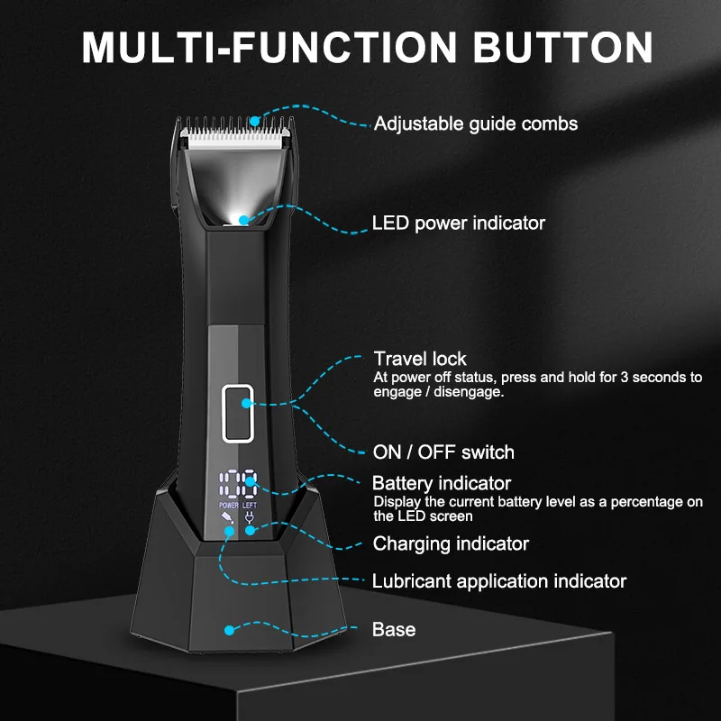 IPX6 wasserdichter 2-in-1-Traum-/Körperschneider – SkinSafe-Doppelkopf-Folienklingen, kabelloser Nass- und Trocken-Trimmer mit USB-C-Schnellladung – Detail 2