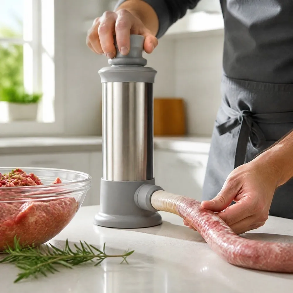 Meat Ball Mold Press-Type Manual Enema Device Stainless Steel Large Capacity Sausage Maker Food-Grade Sausage Filler Home Use