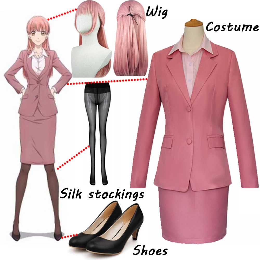 Anime Wotakoi Love is Hard for Otaku Momose Narumi Pink Cosplay Costumes Uniform Dress Halloween Suit Custom Made