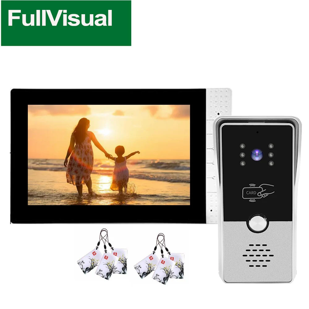 Système de visiophone filaire Fullvisual, interphone vidéo RFID, sonnette avec caméra, système multiple, déverrouiller la conversation, 7 pouces