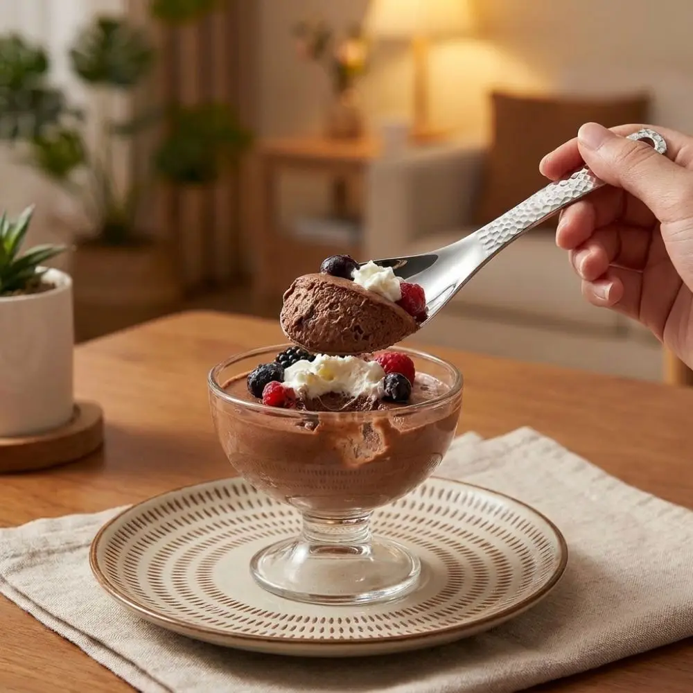 Multipurpose Hammer Patterned Stainless Steel Spoon with Hanging Hole Deepen Soup Spoon Thickened Dessert Spoon Camping