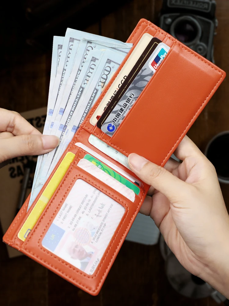 

Кошелек-портмоне с защитой от RFID, короткий, в стиле ретро, из натуральной кожи, с клипсой для карт, из кожи Crazy Horse, для мужчин и женщин