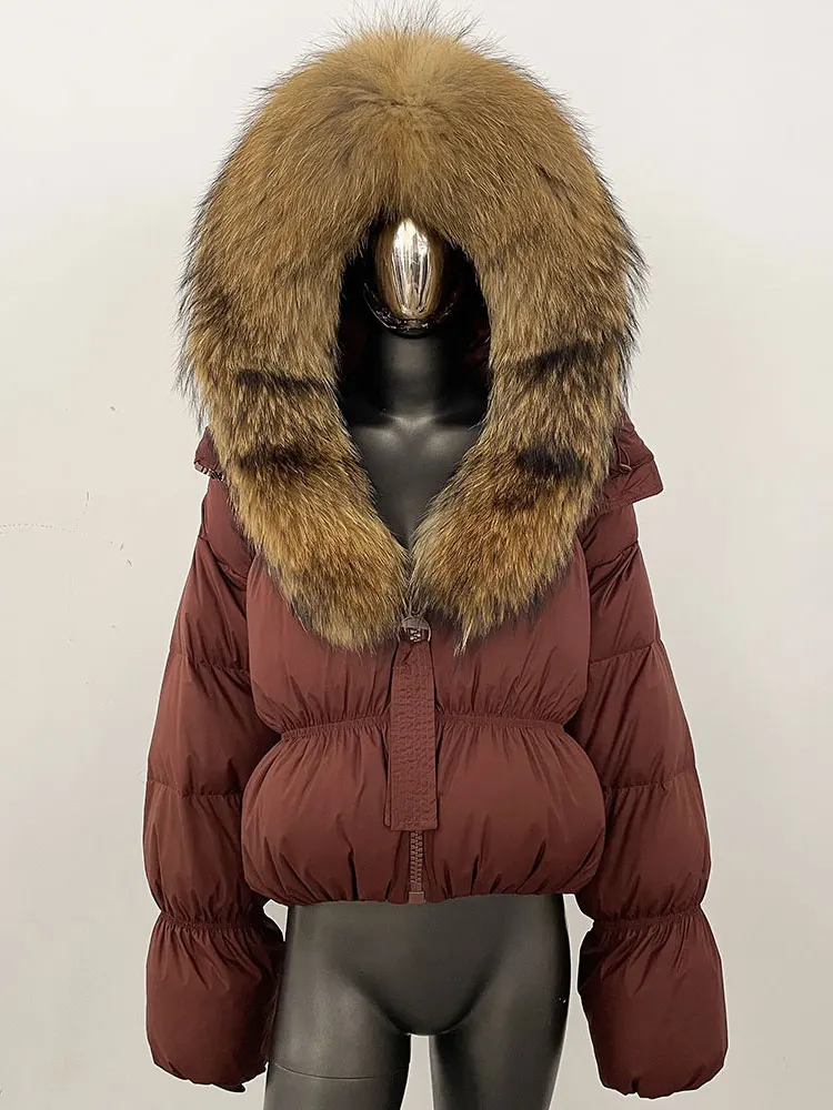 Women Hooded Warm Puffer Jacker Real Raccoon Fox Coat 2025 New Winter Natural Fox Fur Jacket White Duck Down Coat Female