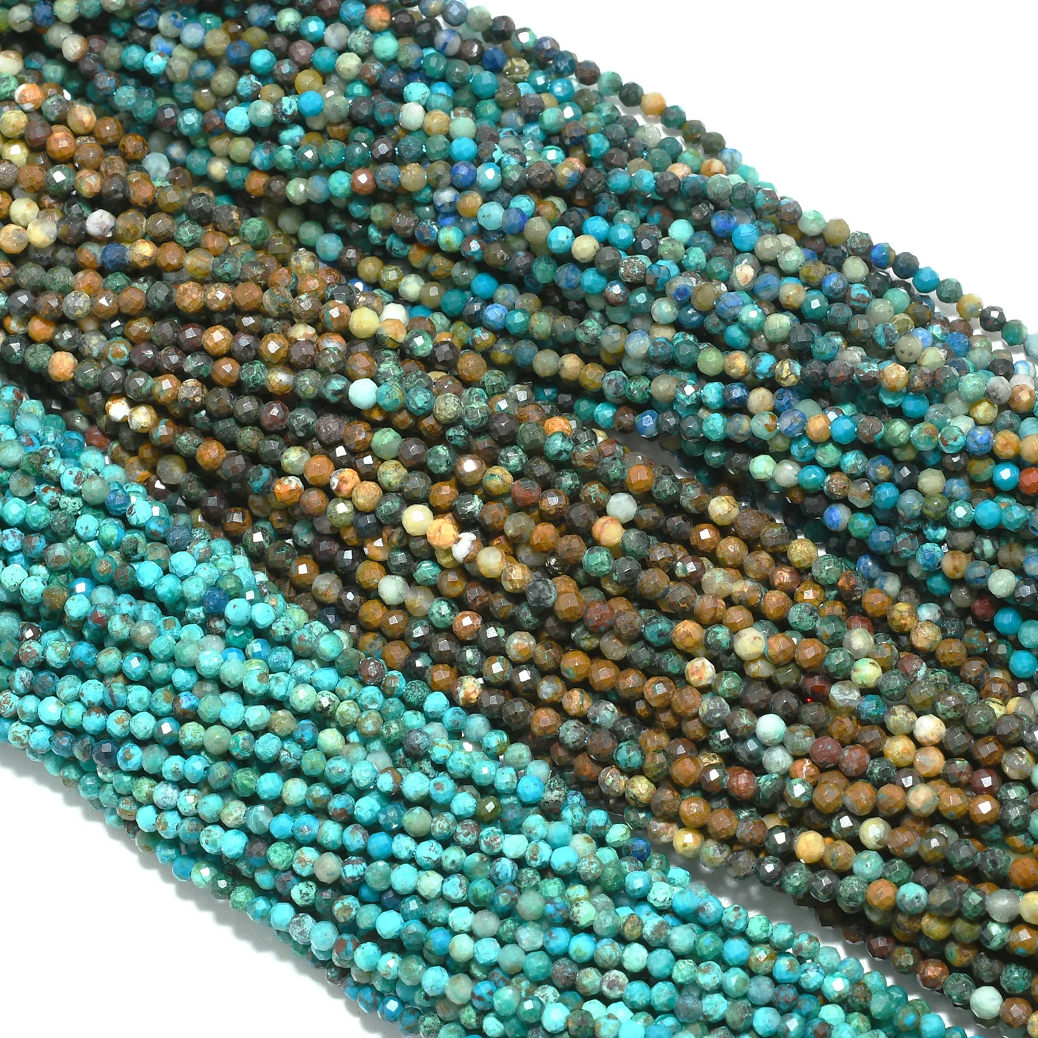 Natural Chrysocolla / Gem Silica Chrysocolla Faceted Round Beads 2.2mm-2.5mm