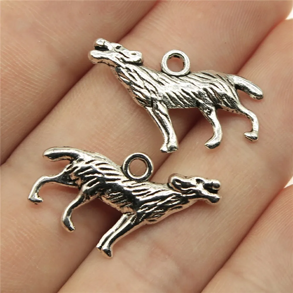 IFOCUS 10pcs/Lot Howl Wolf Charms For DIY Jewelry Making Zinc Alloy 26x20mm/1.02x0.79inch