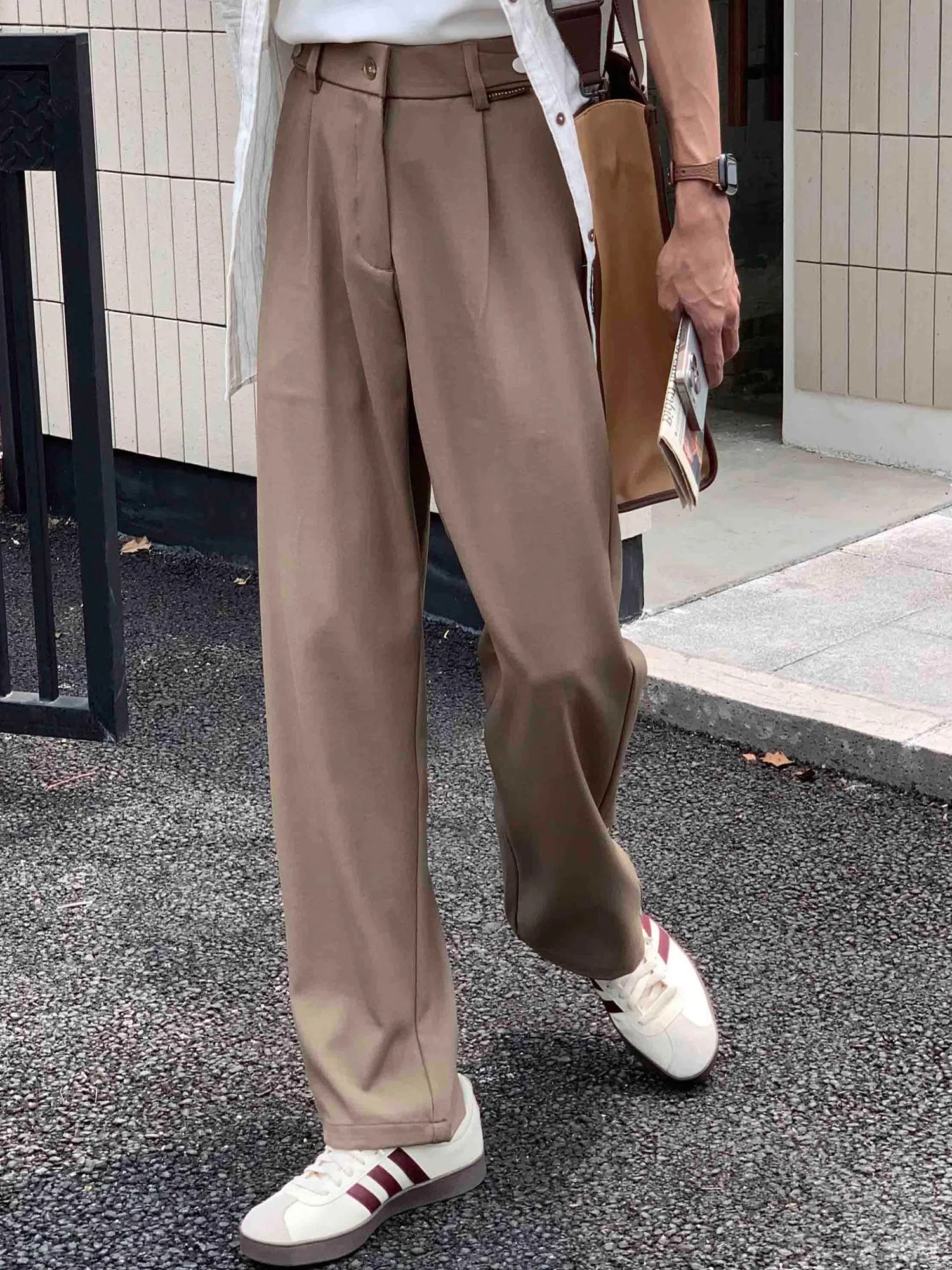 

Korean Sle Men's Summer Straight Leg Loose Casual Trousers Versatile Waist Design Naples Maturi Light Long Pants