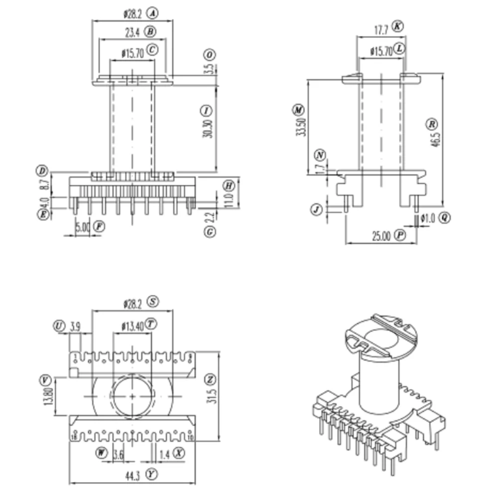 

transformer ER3942EC359EER39 bobbin vertical 9+9 pins+ magnetic core PC44 3sets/lot free shipping