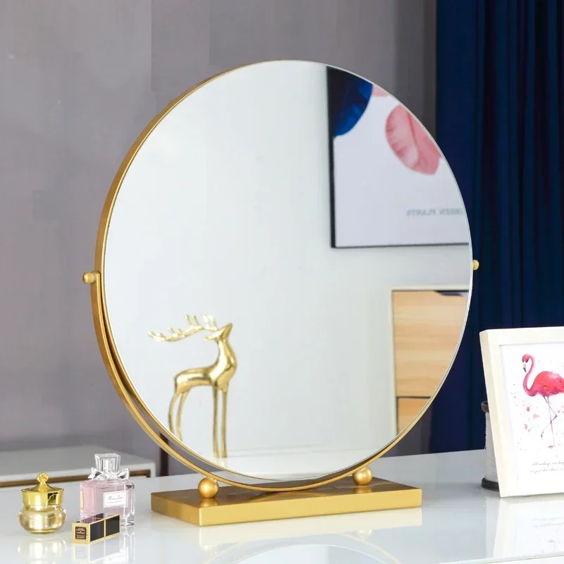 

B Makeup Swivel Mirror Creative Nordic Dresser Bedroom Cute Minimalist Table Mirror Metal Living Room Decoration