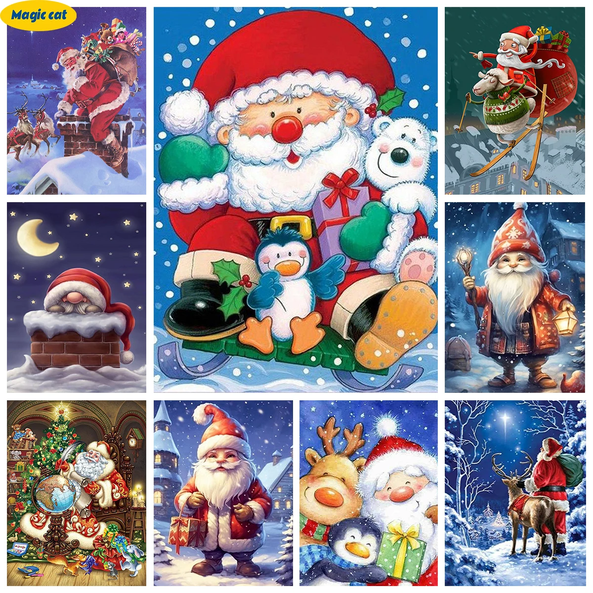 

Diy Diamond Painting Kit Santa Claus Snowman 5D Diamond Embroidery Rhinestones Cross Stitch Art Mosaic Home Decor Christmas Gift