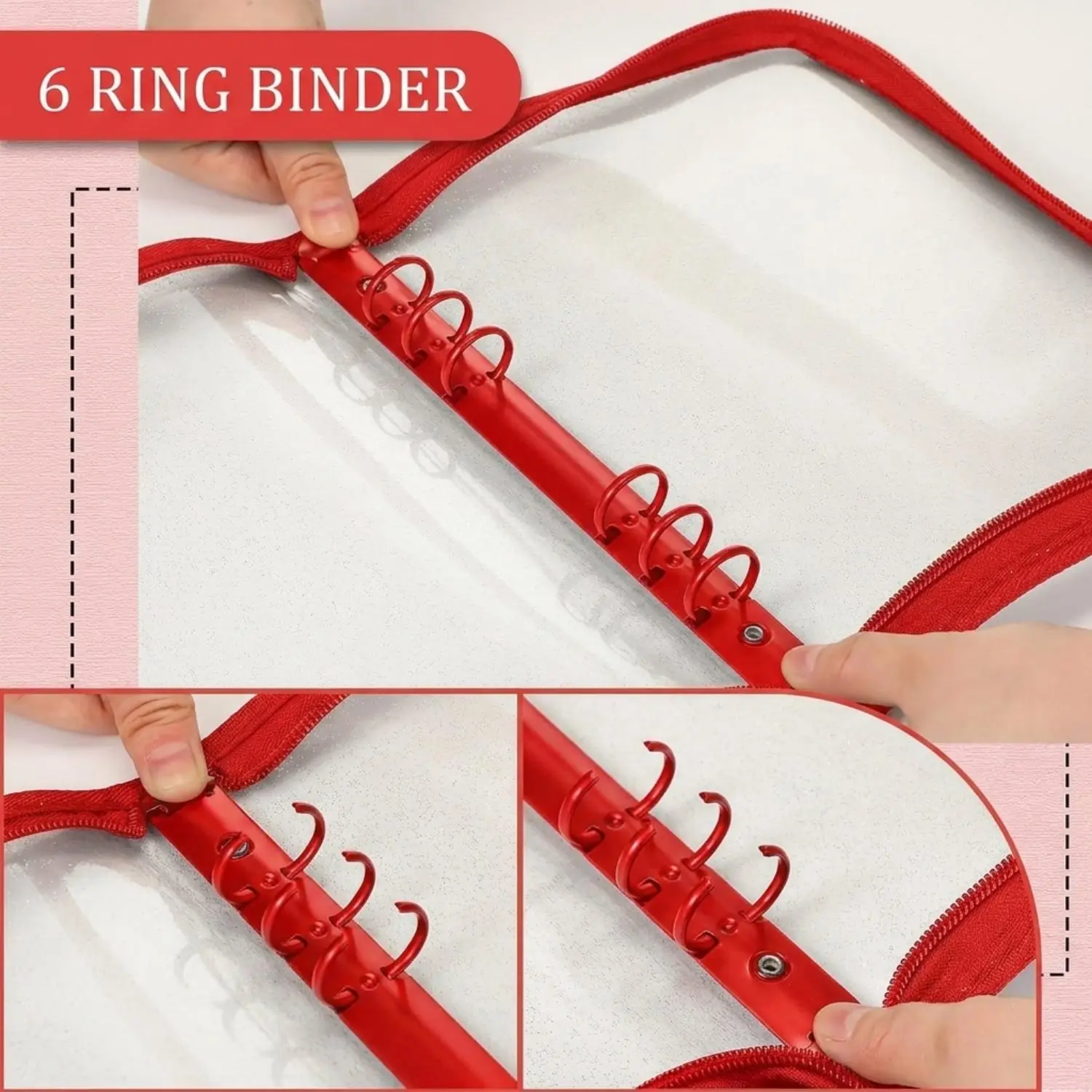 Sparkling Refillable 6 Ring A5 Notebook Clear Soft PVC Zipper Binders Collecting Book for Planner Journaling Sticker Collection view 4