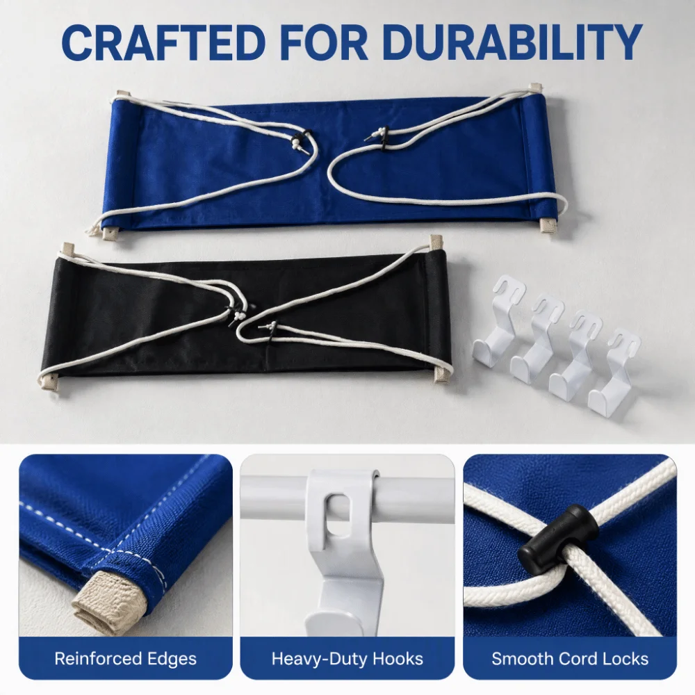 3pcs Portable Design Foot Hammock Dark Blue Black Under Desk Footrest Adjustable Strap Poly-cotton Fabric Leg Rest For Desk