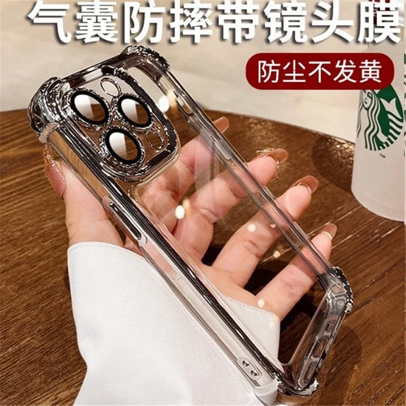 Luxury Electroplate Transparent Phone Case For iPhone 11 12 13 14 15 16 Pro Max Plus Clear Bumper Shockproof Protection Cover - náhled 6