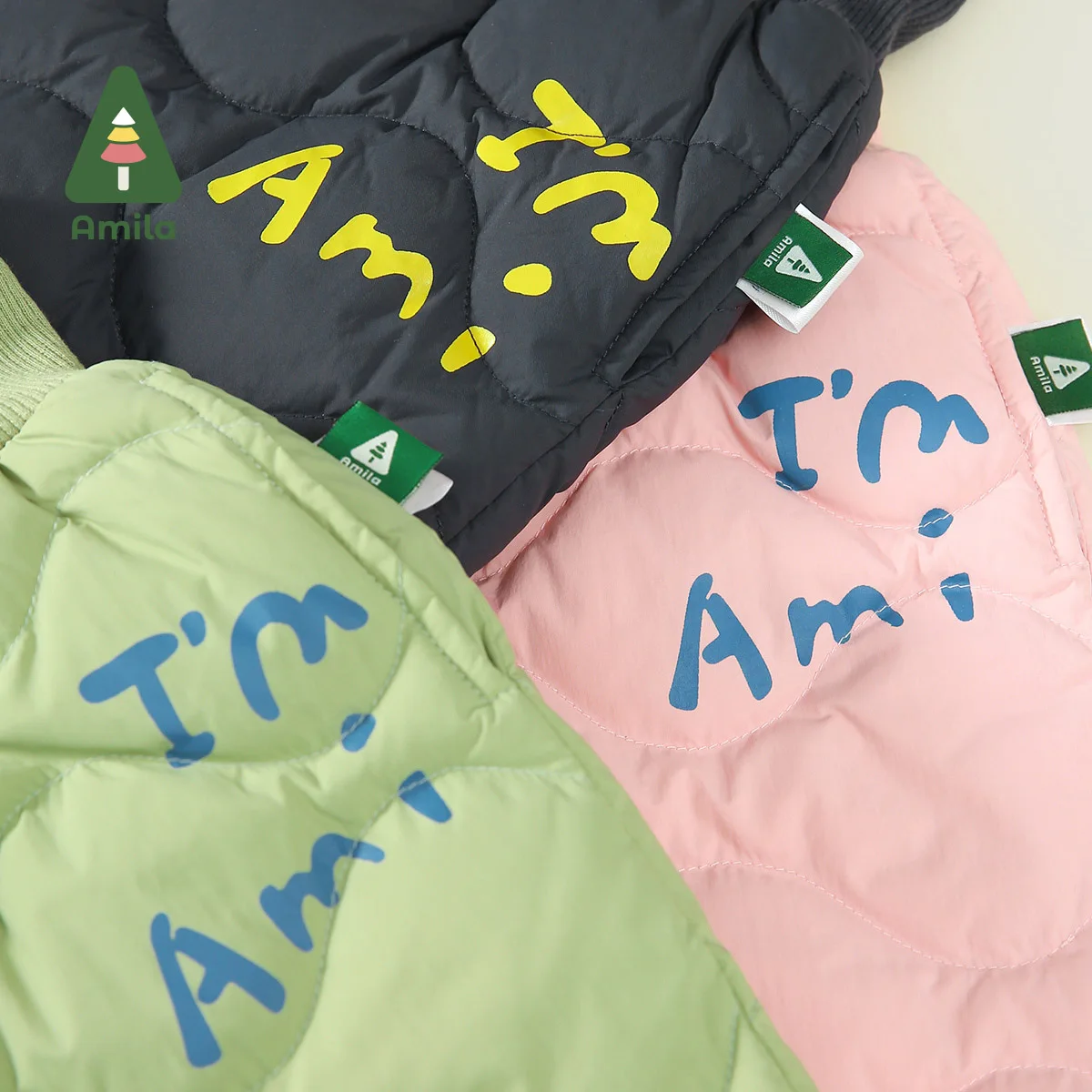 Amila Baby Children Down Pants 2024 Winter New Multicolour Reactive Printing Slight waterproofing antifouling Oil proof