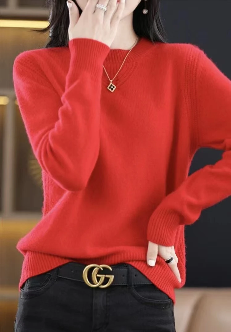 2023 New Cashmere Sweater Women O-Neck Pullover Autumn /winter Casual Knit Tops Solid Color  Cashmere Sweater Women