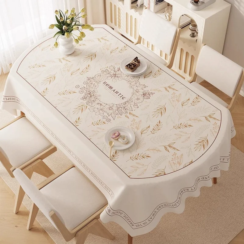 Oval dining tablecloth, washable waterproof oil-proof heat-resistant new luxury table cover for living room tea table
