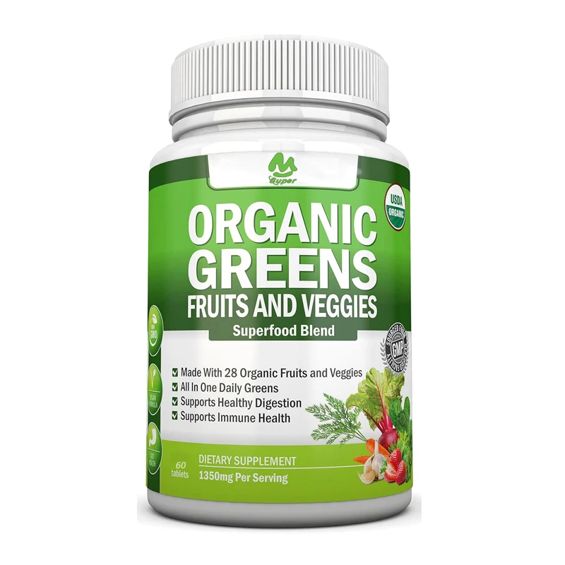 Organicgreencapsulefruitandvegetablesupplement กับ60ส่วนผสมที่มีคุณภาพสูงเพื่อส่งเสริมสุขภาพภูมิคุ้มกันการย่อยอาหารและพลังงาน