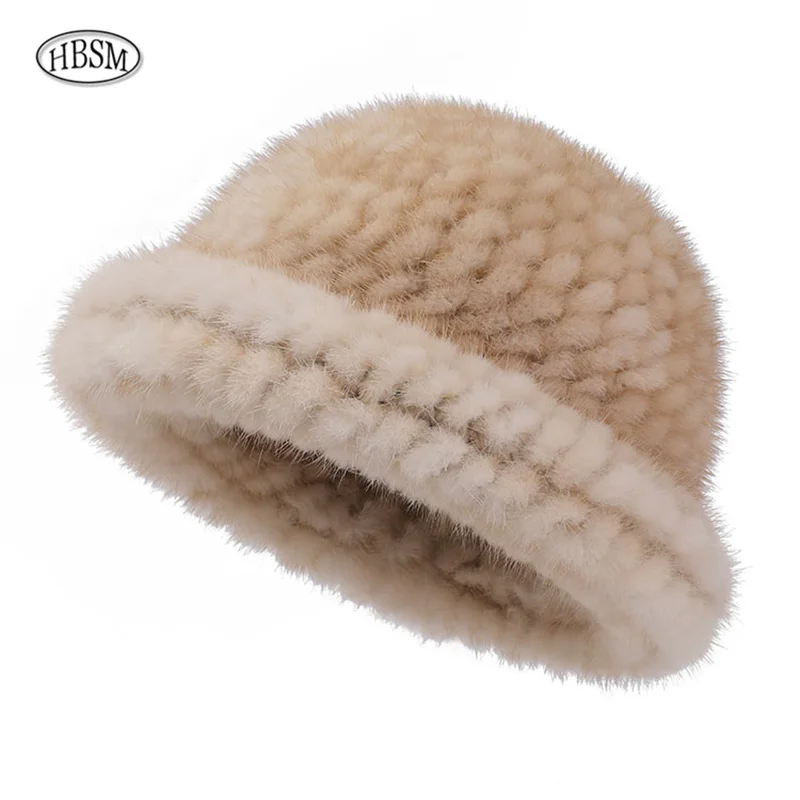 Hat Woman Winter Mink Fur Fisherman Hat Women Versatile Warm Female Casual Party Fur Hats Women\'s CAP Ins Plush Bucket Hat