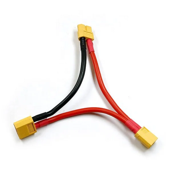 30PCS Amass XT60H Series 12AWG Battery Connector Wire Dual Extension Y Splitter Cable For RC Lipo Battery XT60 RC Airplane Parts