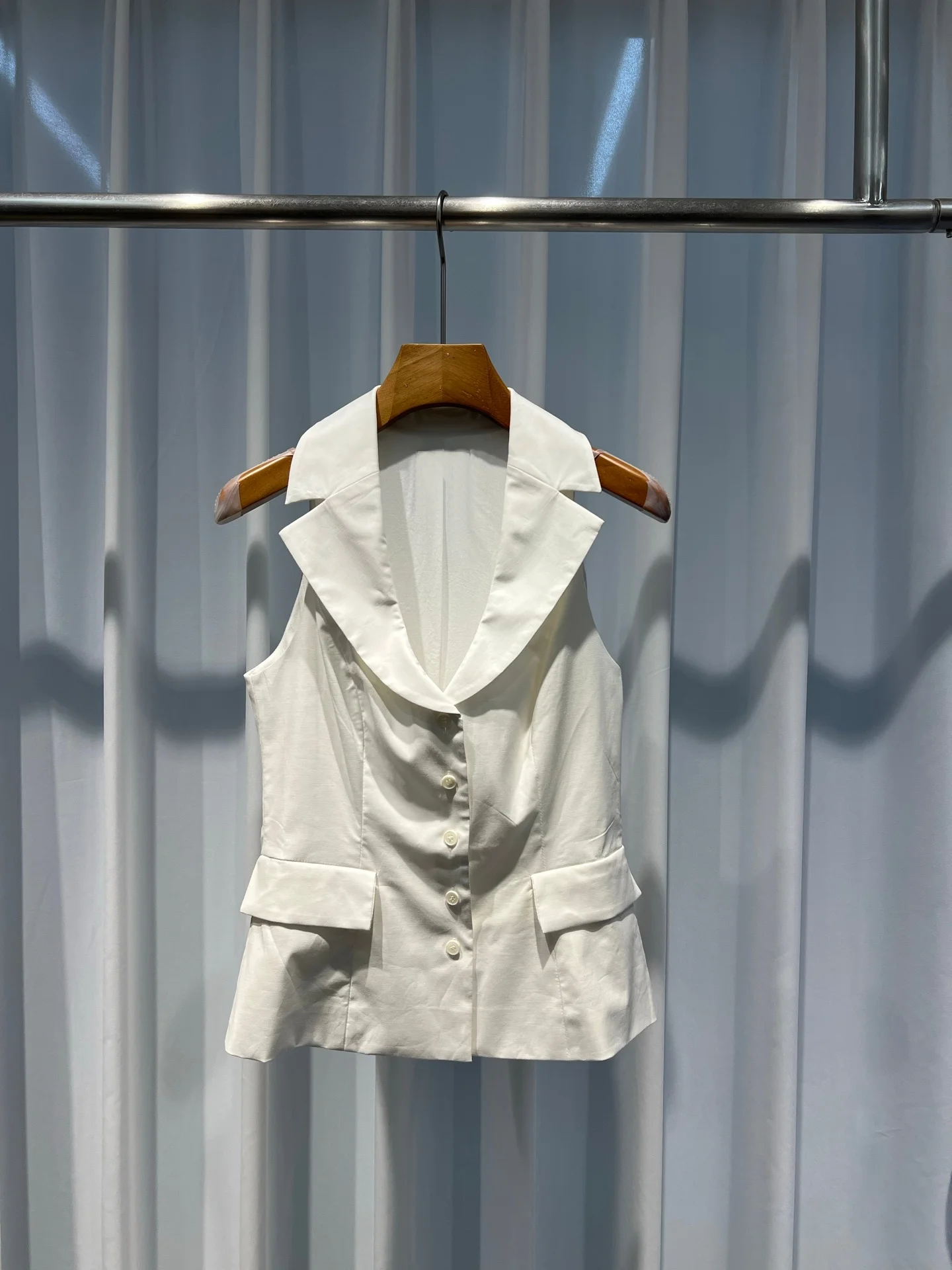 2026 Women's Cotton Blend Tank Top Notched Collar Sleeveless Single Breasted Fashion Ladies Vest