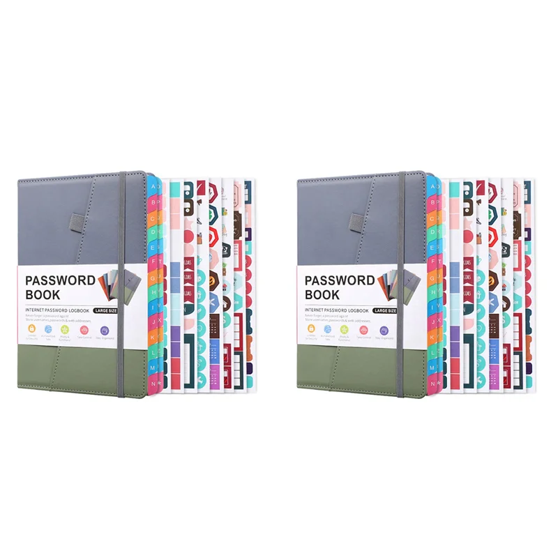 EDT-2X Passworthalterbuch mit alphabetischen Tabs für Passwort-Notebook für Internet-Website, Adresse, Log im Detail, C