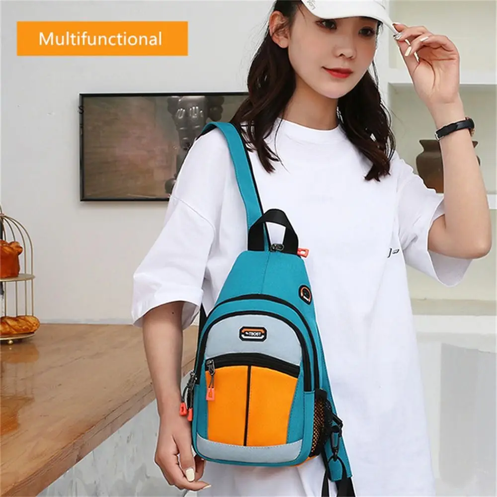 with Earphone Hole Sling Chest Bag Shoulder Bag Messenger Bag Girl Crossbody Bag Casual Oxford Fabric Mini Backpack