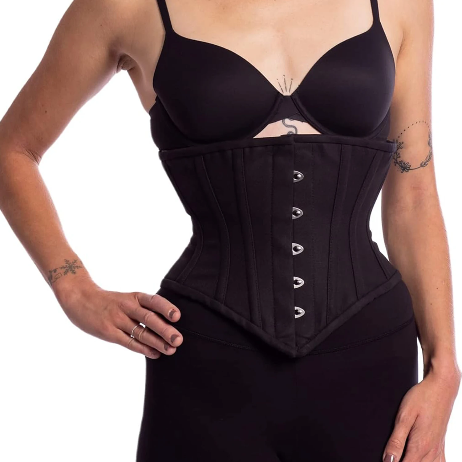 Steel Bone Women Waist Trainer Corsets Slimming Shaper Belt Short Torso Cotton Underbust Corset Sexy Up Bustiers & Black Corsets