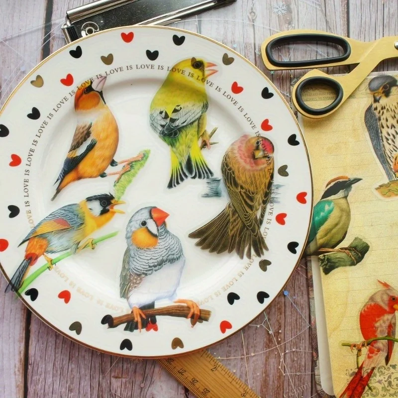 28pcs Tropical Jungle Parrot Bird Style PET Sticker Scrapbooking DIY Gift Packing Label Decoration Tag