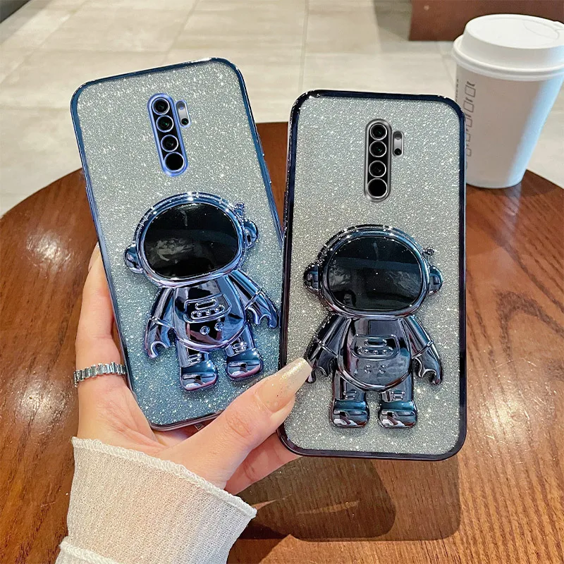 

For Redmi Note8 Pro Phone Case Redmi Note8 Pro Case Plating Gradient Glitter Astronaut Holder Cover Redmi Note8 Pro Back Cover