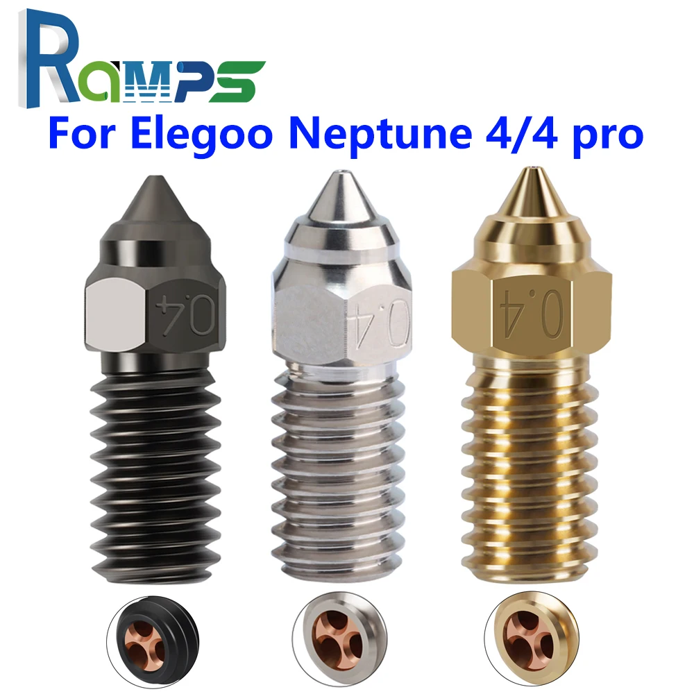 Für elegoo neptune 4 düse gehärtet/edelstahl/messing hoch geschwindigkeit düse für elegoo neptune 4 pro cht düse 0,4mm 0,6mm