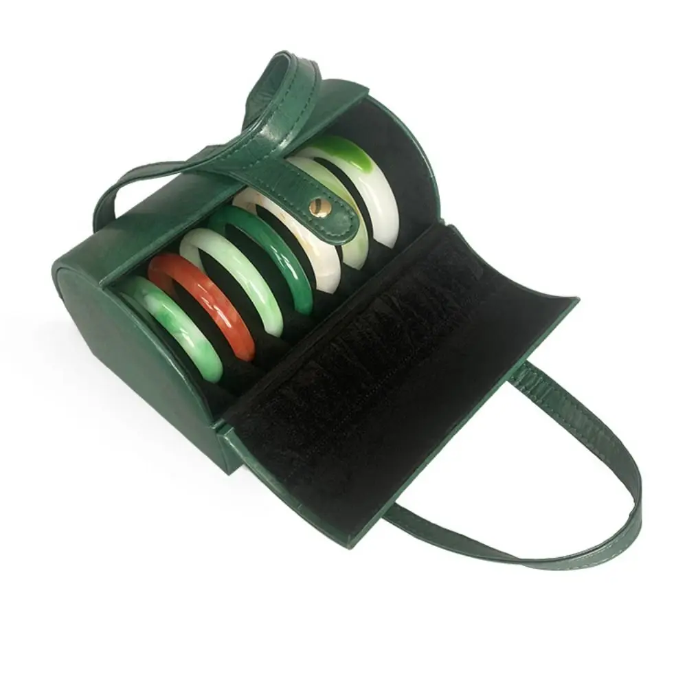 7 مواضع سوار صندوق عرض بولي Leather الجلود الغبار سوار حقيبة التخزين المنظم الإسورة حامل سوار حمل