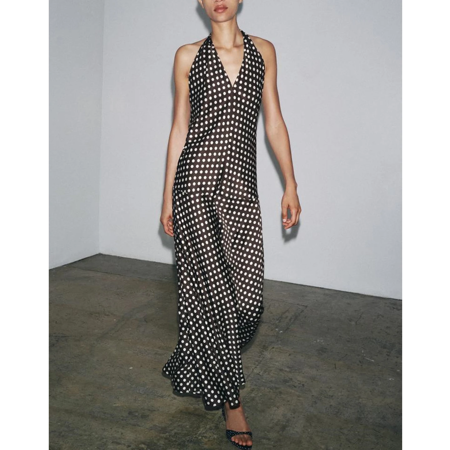 Sommer Neue Ele Polka Dot Bal Dr Damen Mischung Seide Knoten Neline Dr Polyester Stoff Freizeitkleidung