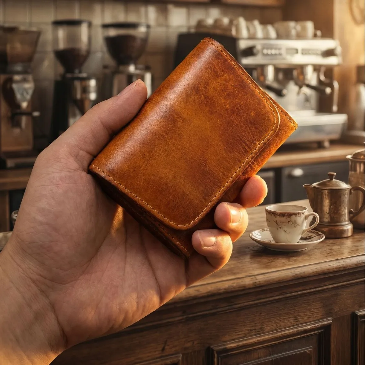 Men Genuine Leather Coin Purse Retro Trifold Wallet Card Holder Business Money Bag Vintage Small Clutch Pouch For Male