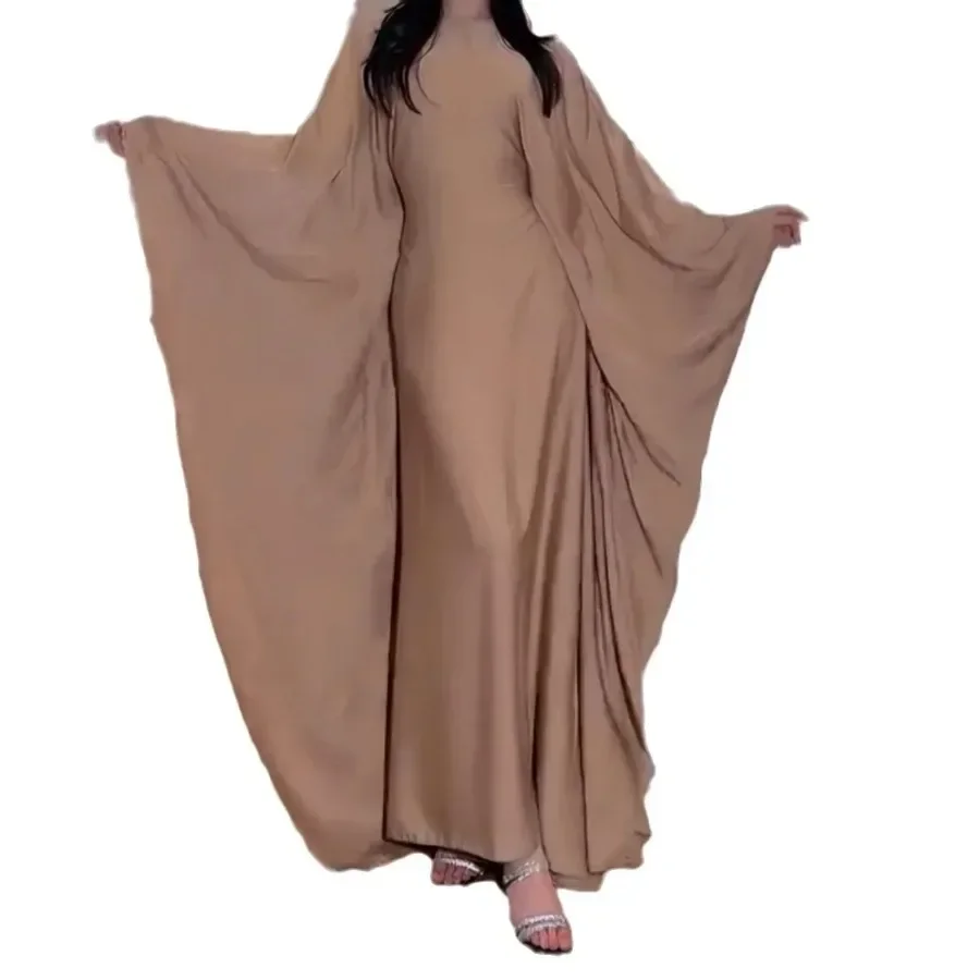 Abayas en satin pour femmes musulmanes, vêtements de ramadan, robe caftan musulmane, tenues de mode, chauve-souris, Abaya de Dubaï, 2024