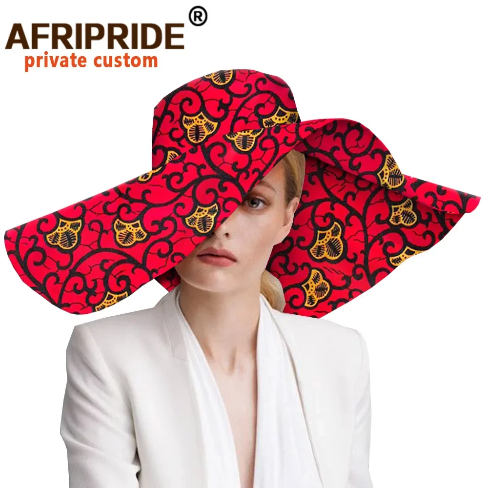 Women`s Hats African Print Floral Ladies Hats Ankara Fabric Wide Brim Hat Wax Batik Bazin Riche AFRIPRIDE A1928009