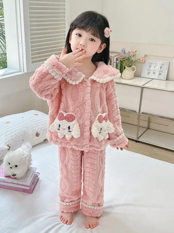 2 قطعة مجموعة بيجامات الأطفال الخريف الشتاء سانريو كورومي سينامورول 2025 جديد عصري أنيمي الطفل سترة ملابس المنزل