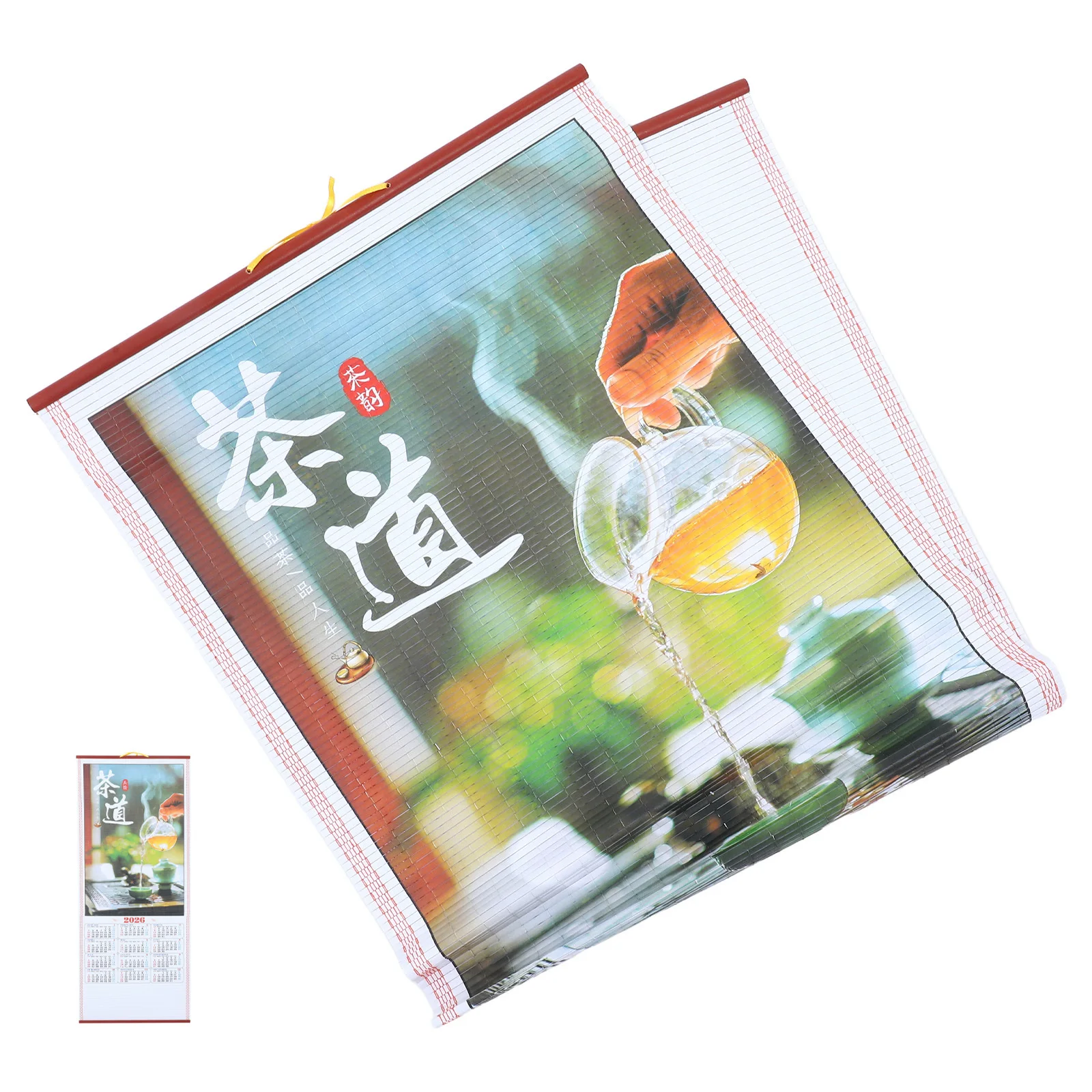 

Традиционный настенный календарь-свиток из искусственного ротанга на 2026 год (Год Лошади), китайский лунный календарь, декор для дома, офиса, праздников