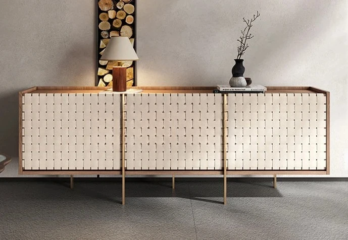

Nordic light luxury walnut dining side locker modern simple entrance decorative cabinet